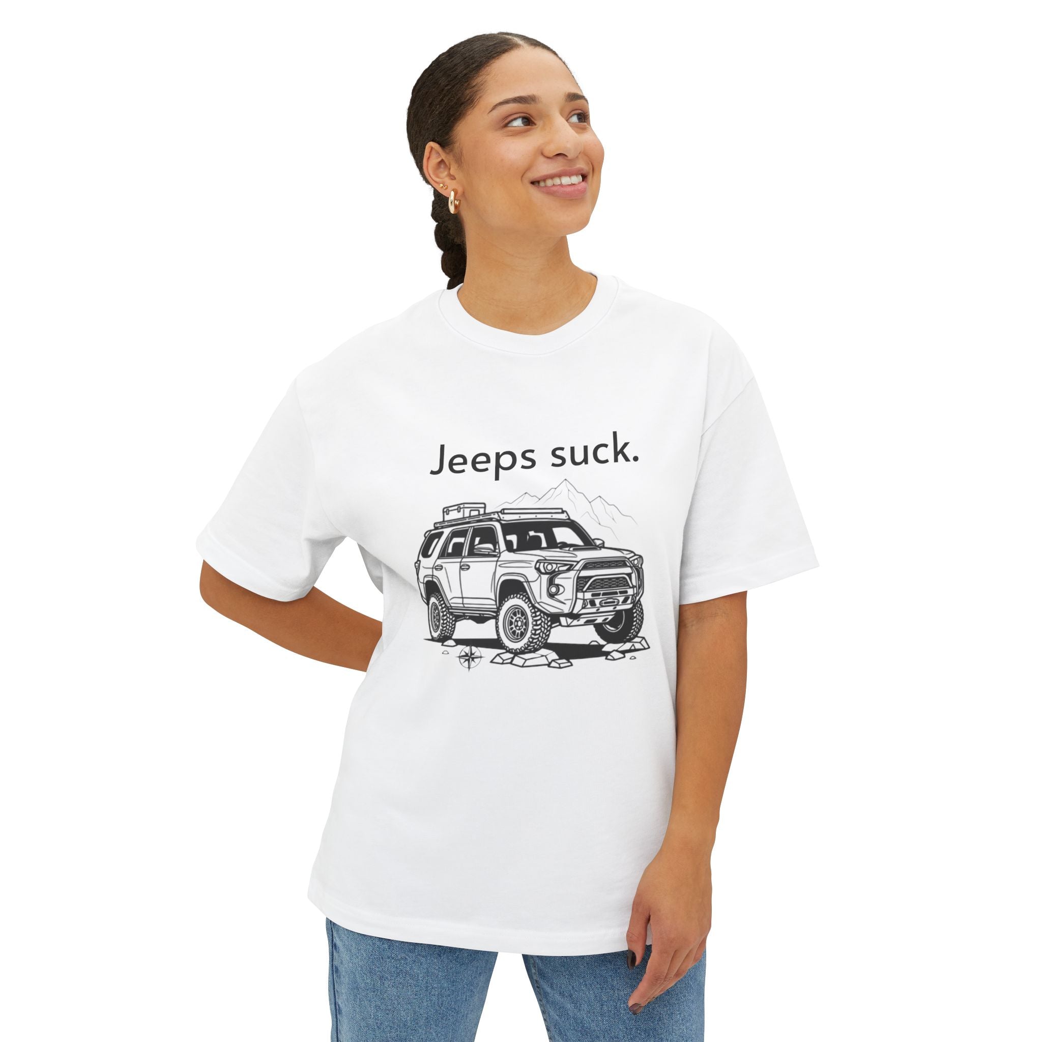 Graphic Tee — "Jeeps suck." Off‑Road SUV Illustration T-Shirt