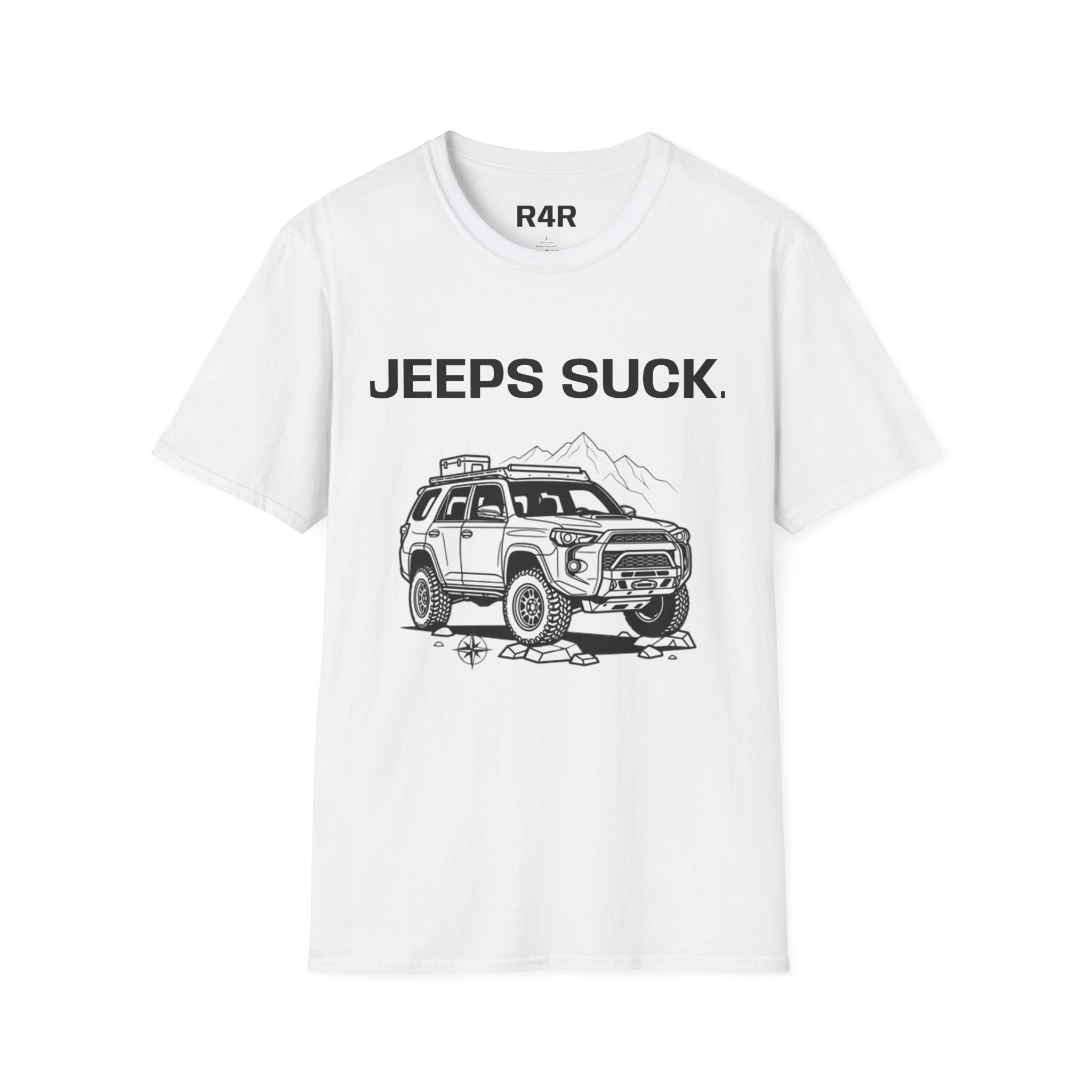 Jeep Critique T‑Shirt — "JEEPS SUCK." Off‑Road Truck Graphic Tee