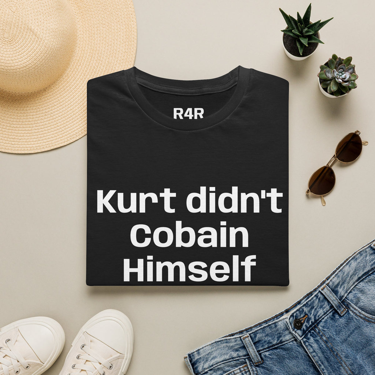 Graphic Tee — "Kurt Didn't Cobain Himself" Statement Shirt