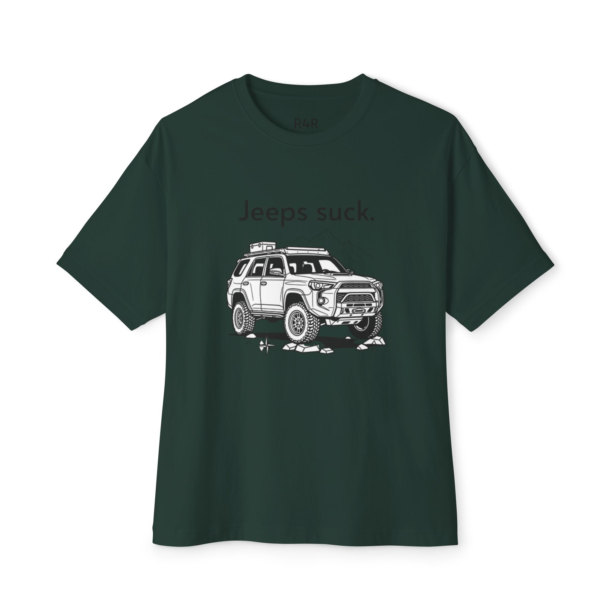 Graphic Tee — "Jeeps suck." Off‑Road SUV Illustration T-Shirt