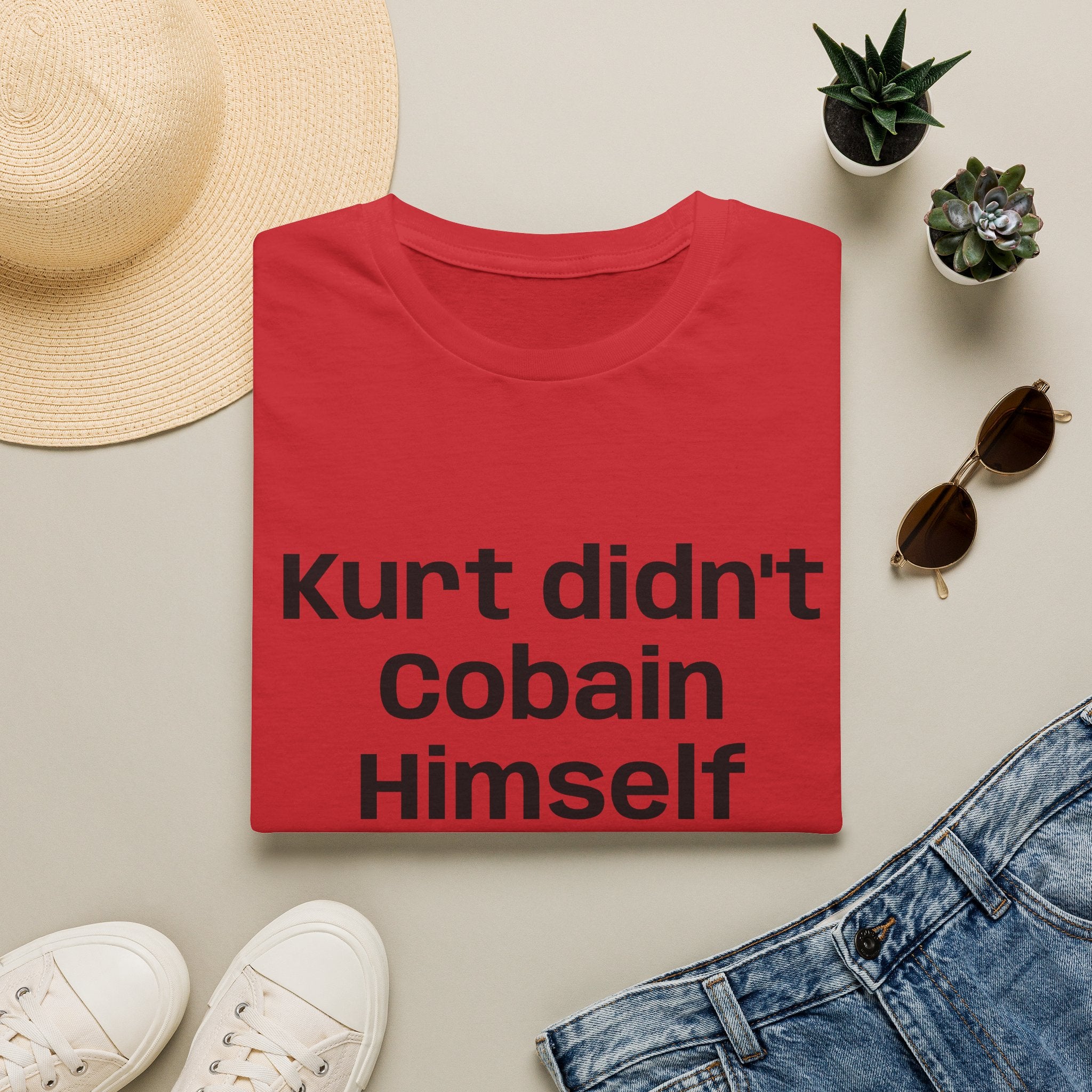 Graphic Tee — "Kurt Didn't Cobain Himself" Statement Shirt