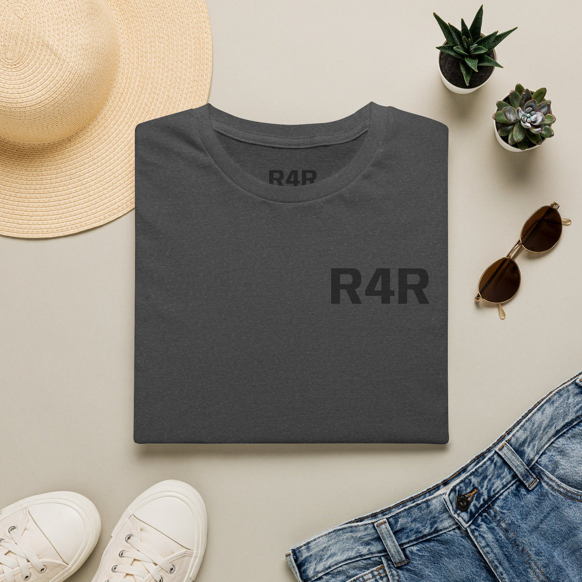 R4R Minimal Logo T-Shirt — Classic Chest Print Casual Tee