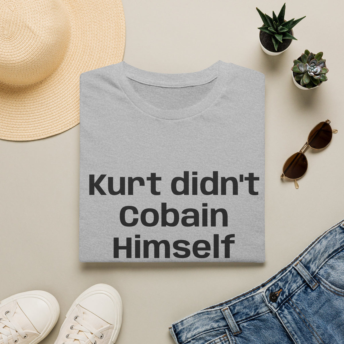 Graphic Tee — "Kurt Didn't Cobain Himself" Statement Shirt