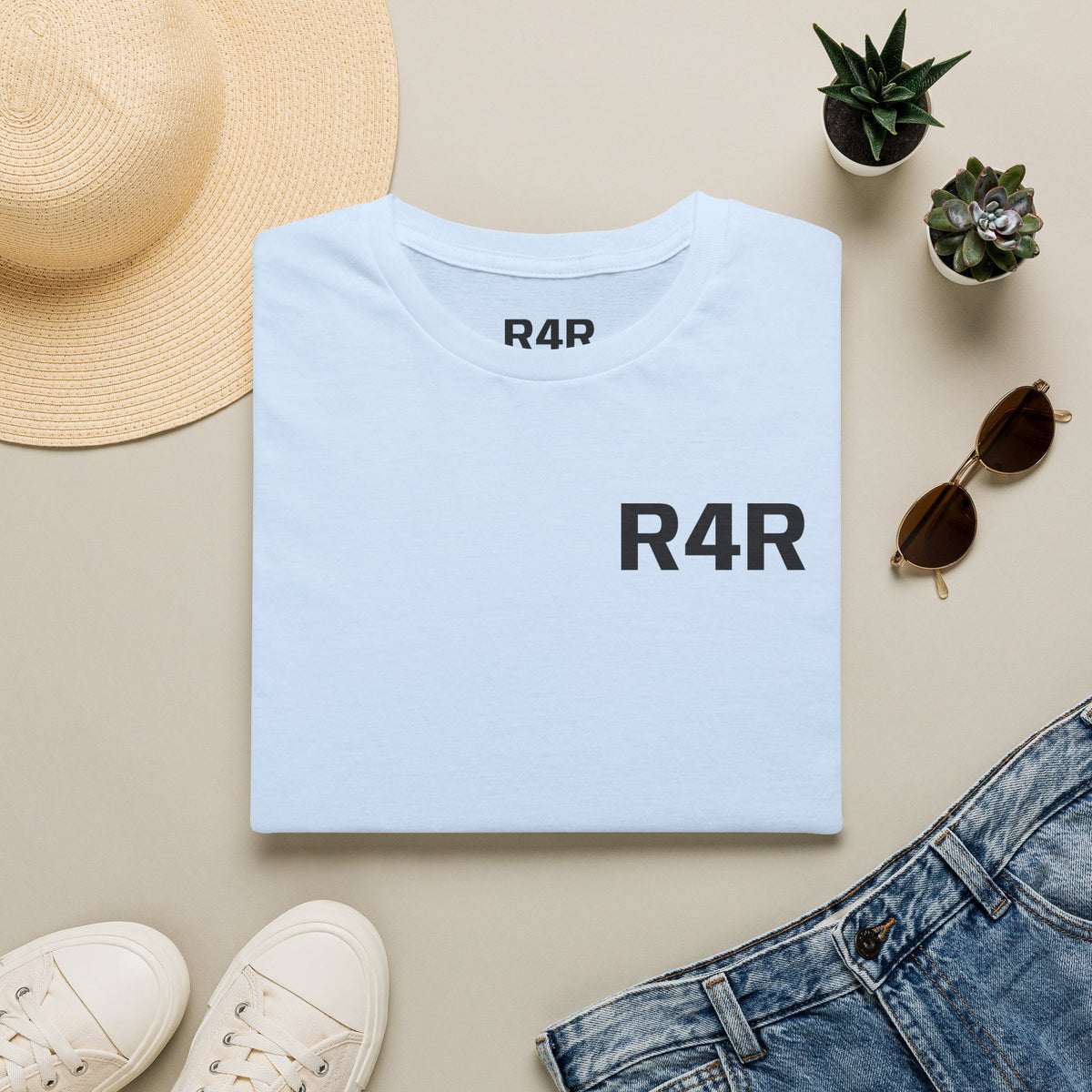 R4R Minimal Logo T-Shirt — Classic Chest Print Casual Tee