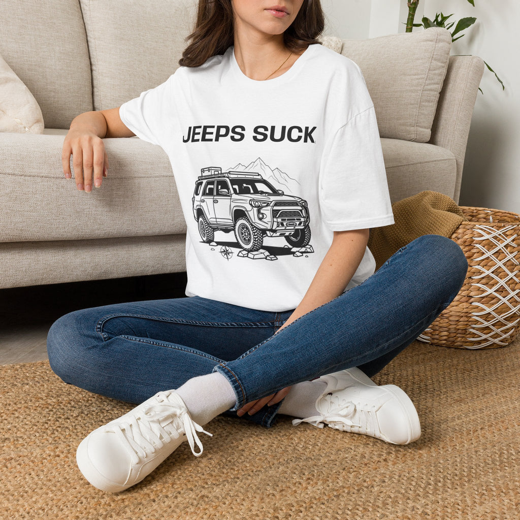 Jeep Critique T‑Shirt — "JEEPS SUCK." Off‑Road Truck Graphic Tee