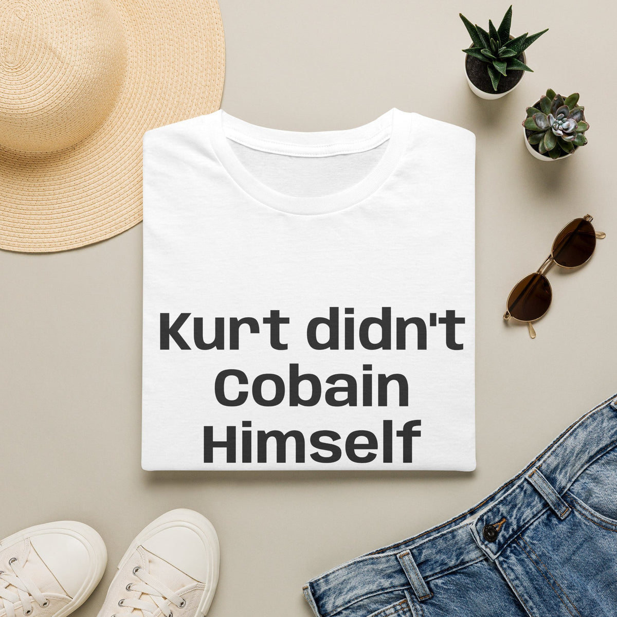 Graphic Tee — "Kurt Didn't Cobain Himself" Statement Shirt