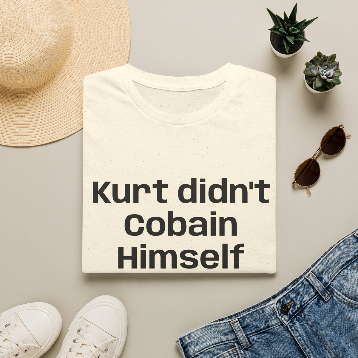Graphic Tee — "Kurt Didn't Cobain Himself" Statement Shirt