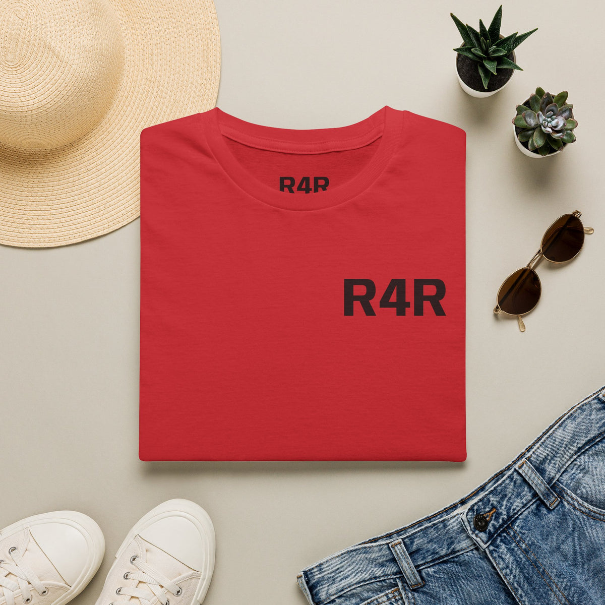 R4R Minimal Logo T-Shirt — Classic Chest Print Casual Tee