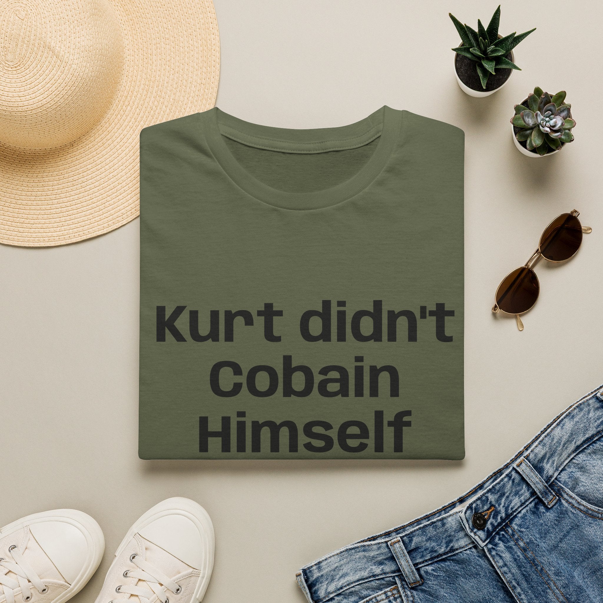 Graphic Tee — "Kurt Didn't Cobain Himself" Statement Shirt