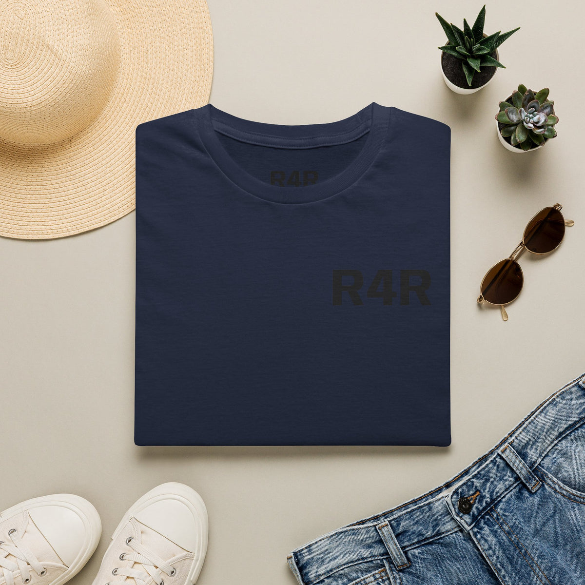 R4R Minimal Logo T-Shirt — Classic Chest Print Casual Tee