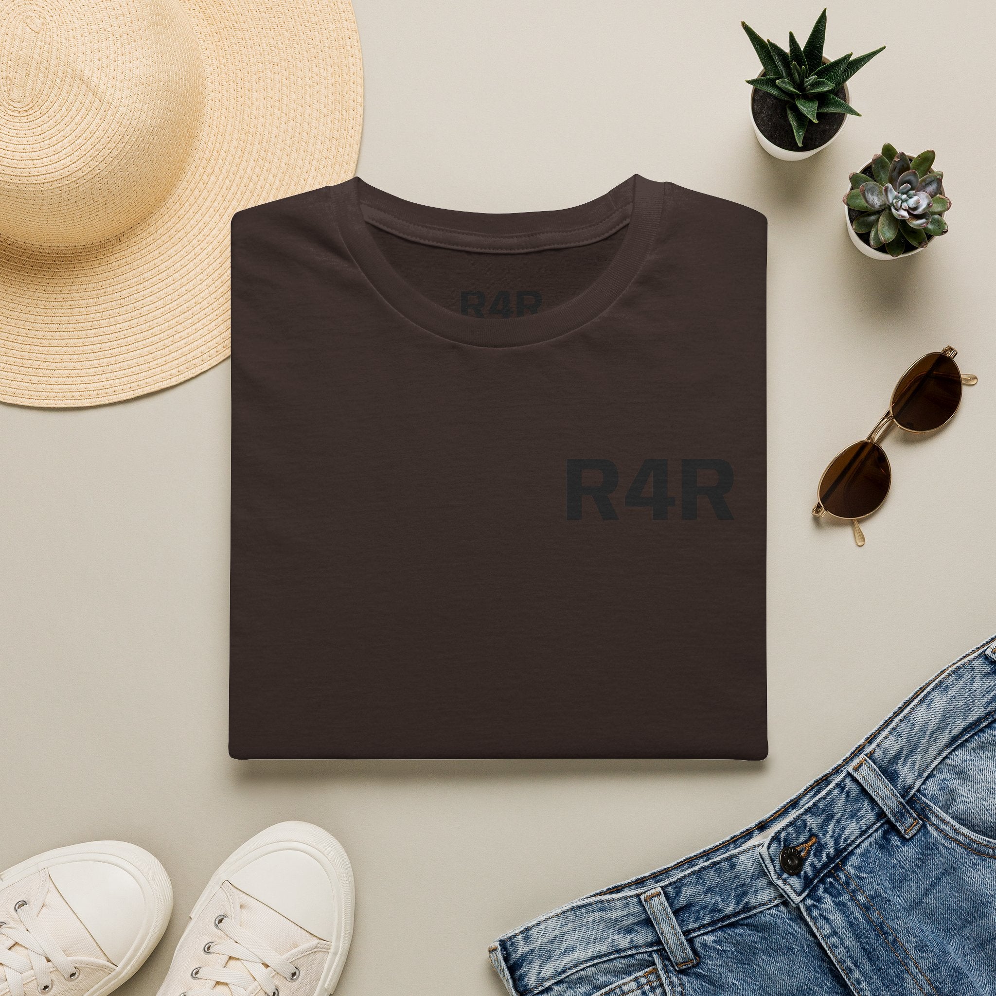 R4R Minimal Logo T-Shirt — Classic Chest Print Casual Tee