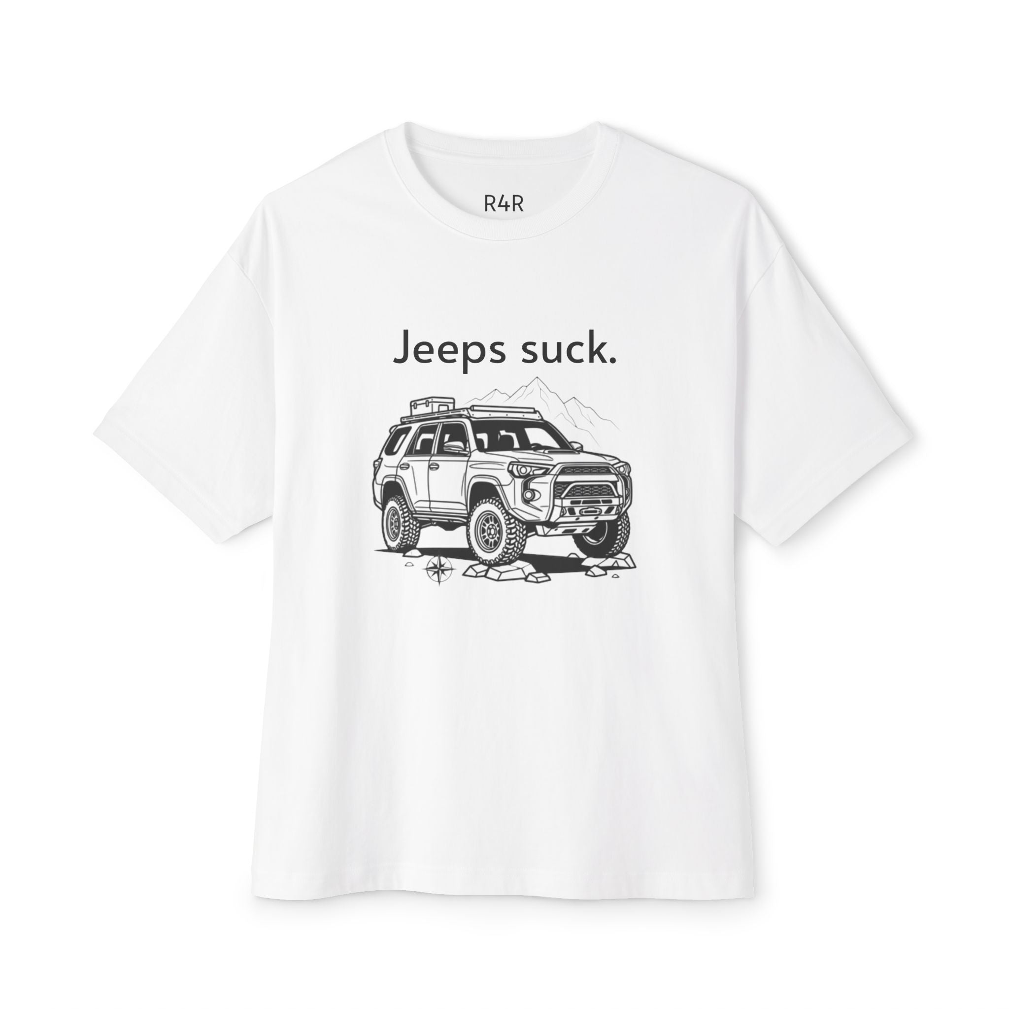 Graphic Tee — "Jeeps suck." Off‑Road SUV Illustration T-Shirt