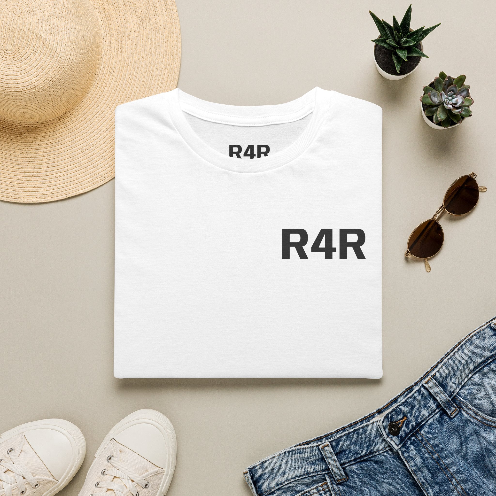 R4R Minimal Logo T-Shirt — Classic Chest Print Casual Tee